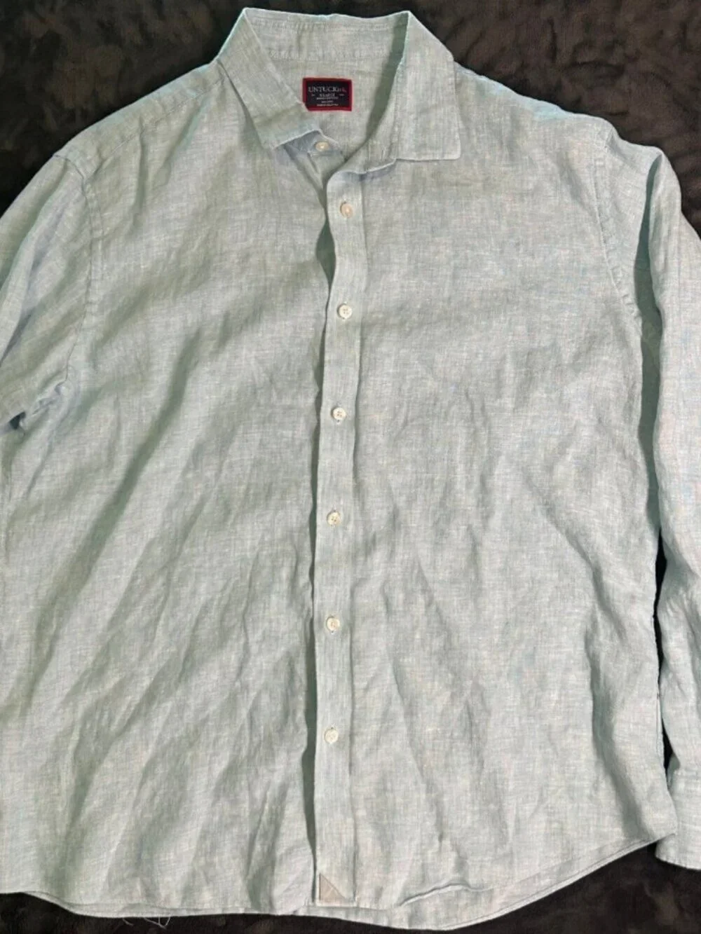 Untuckit Wrinkle Resistant Linen Shirt Men’S Xl Light Blue Long Sleeve - Picture 3 of 6